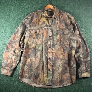 Pella Camo Shirt Mens Large Brown Realtree Advantage Timber Hunting Button Down